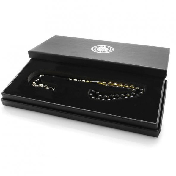 Nipora Kararmaz Metal Ayyıldız Püsküllü Küre Kesim Süzme Siyah-Beyaz Ateş Kehribar Tesbih - 3