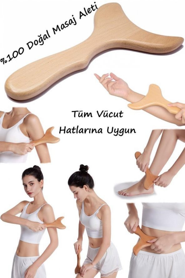 Wmoloxs 2li Set 100 Doğal Selülit Giderici Ahşap Masaj Aleti Vücut Lenf Drenaj Masajı M3-6 - 3