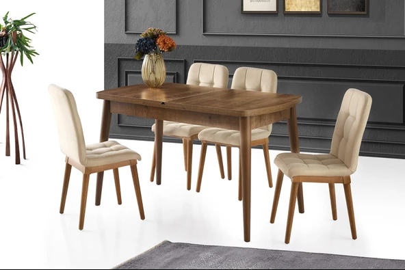 Kelebek Açılır Mdf Mutfak Masa Sandalye Takımı 75x130cm - 1