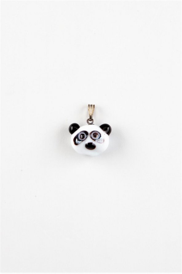 Murano Cam Panda Kafası Kolye Ucu - 2