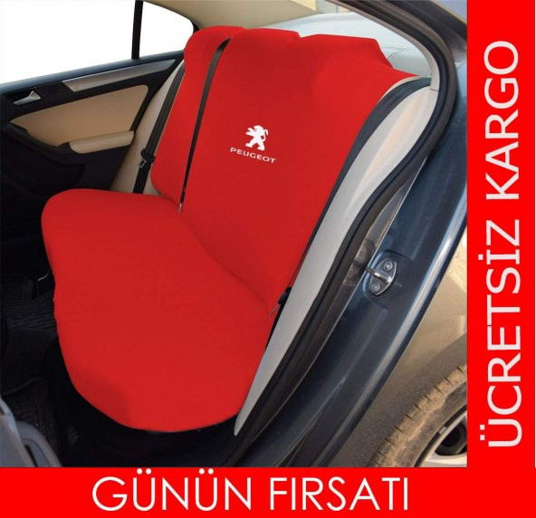 Peugeot Logolu Penye Oto Servis Kılıfı Likralı Kumaş Bağlama Lastikli A+ Yerli Üretim