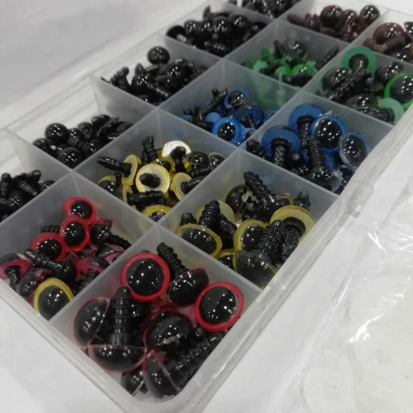 Amigurumi Kilitli Göz Seti Renkli ( 150 Çift ) - Kutu Hediyeli