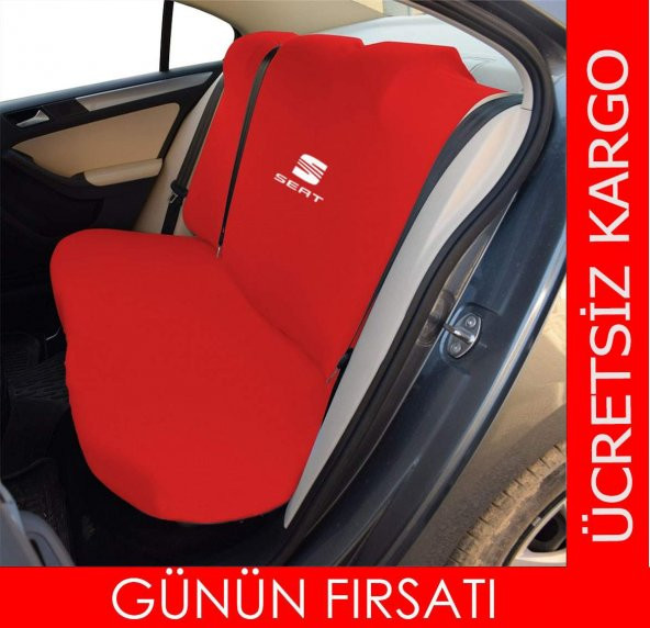 Seat Logolu Penye Oto Servis Kılıfı Likralı Kumaş Bağlama Lastikli A+ Yeri Üretim - 2