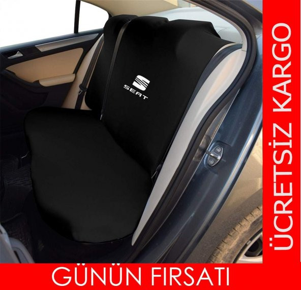 Seat Logolu Penye Oto Servis Kılıfı Likralı Kumaş Bağlama Lastikli A+ Yeri Üretim - 5