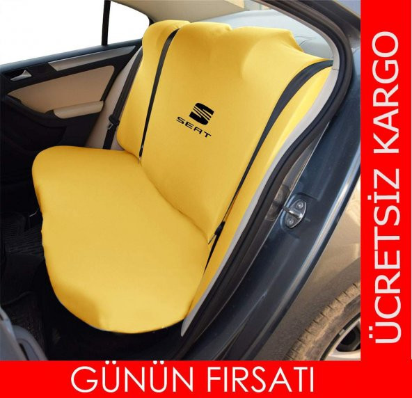 Seat Logolu Penye Oto Servis Kılıfı Likralı Kumaş Bağlama Lastikli A+ Yeri Üretim - 8