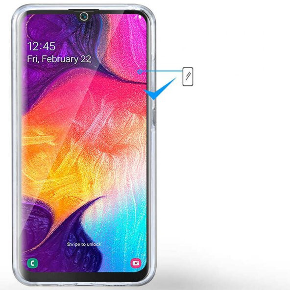 Galaxy A50 Kılıf 360 Tam Koruma Şeffaf Silikon - 4