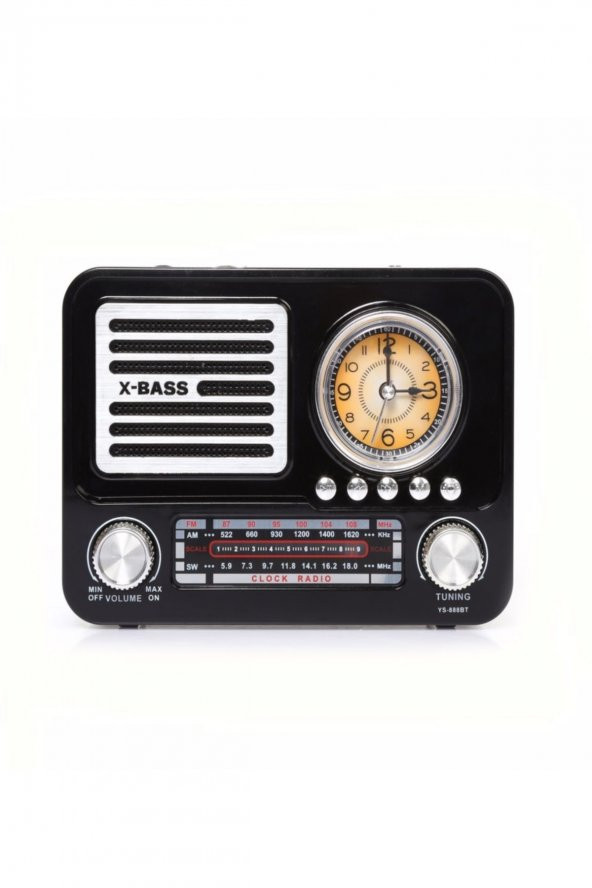 Izmir Hatırası Retro Stil Fm Radyo X-bass Bluetooth Hoparlör Saatli El Fenerli Radyo - 1