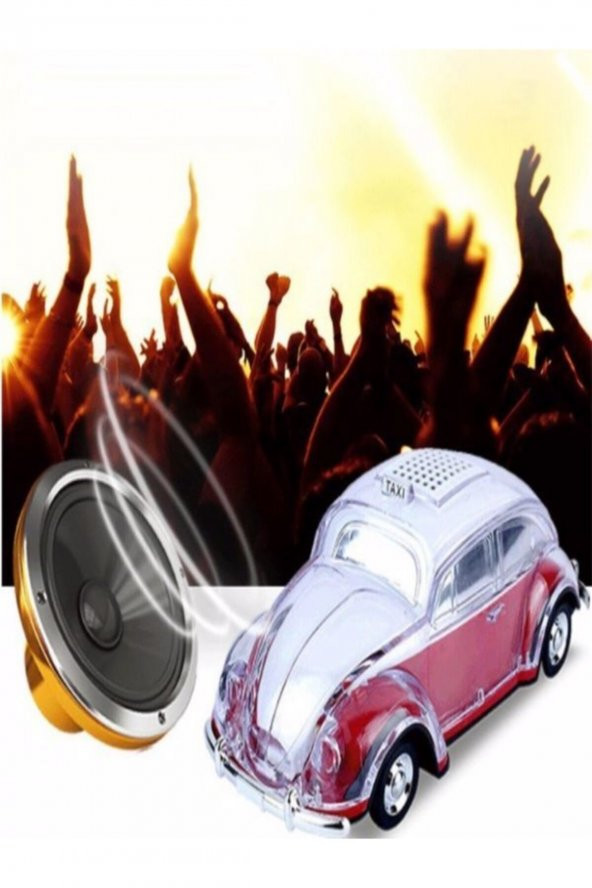 Radyolu Işıklı Nostaljik Volkswagen Araba Bluetooth Hoparlör Fm Aux Tf Destekli Speaker - Siyah