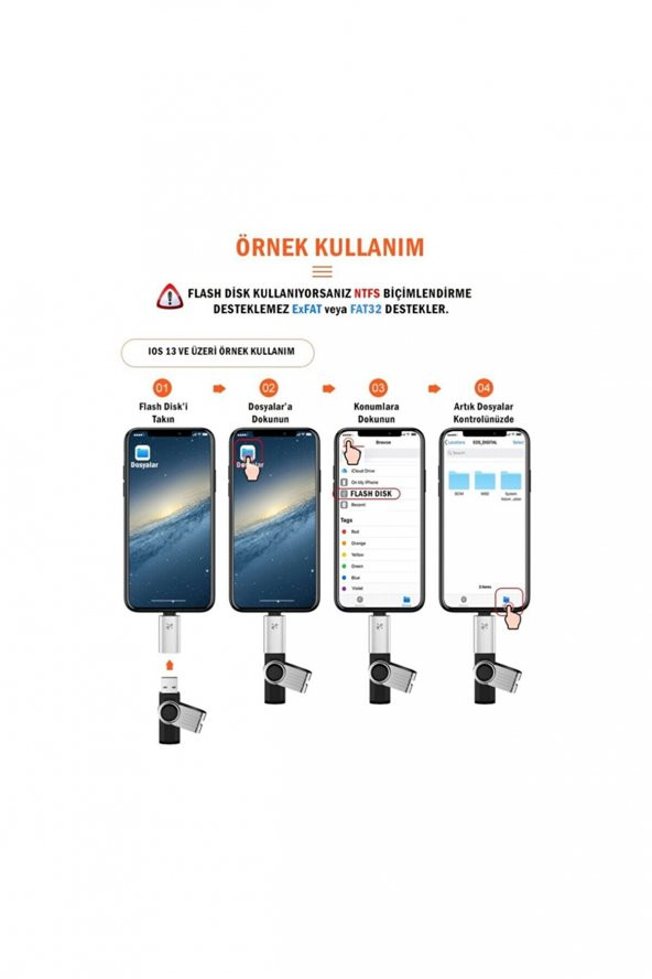 OTG Apple iPhone iPad Lightning to USB 3.0 Çevirici - 5