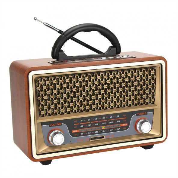 Nostaljik Görünümlü Ahşap Radyo Bluetooth Hoparlör FM USB TF BT5.0 UT-157BT - 2
