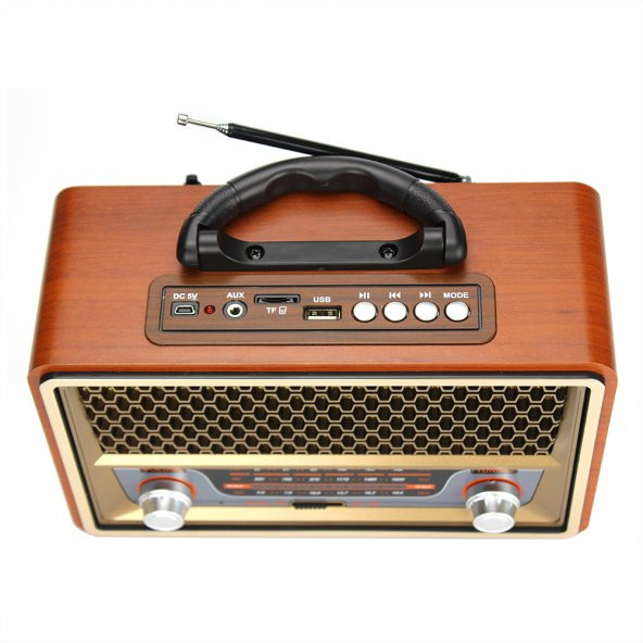 Nostaljik Görünümlü Ahşap Radyo Bluetooth Hoparlör FM USB TF BT5.0 UT-157BT - 4
