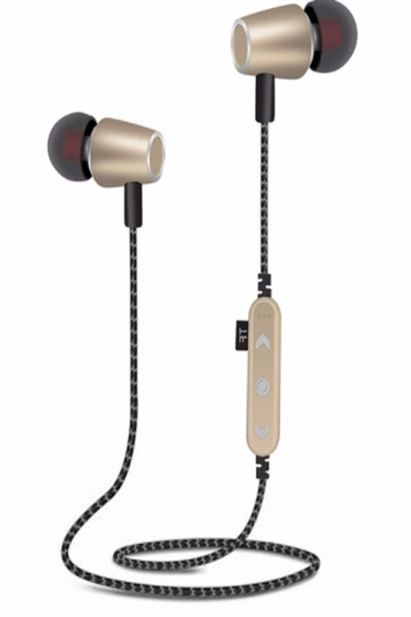 Ms-t14 Hafıza Kartı Takılabilir Metal Bluetooth Kulak Içi Kulaklık Gold