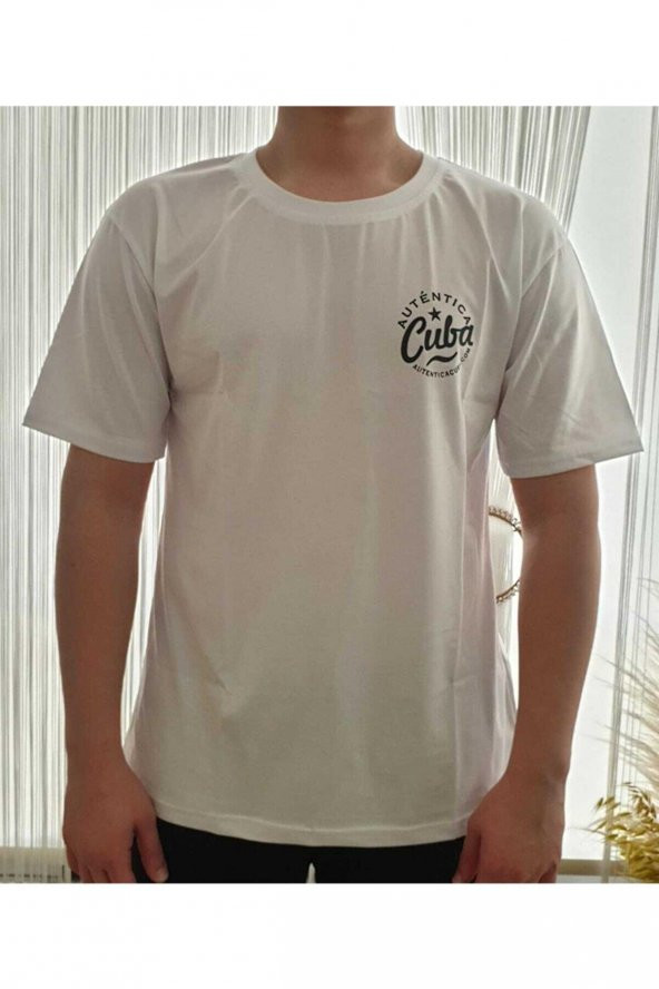 Finezza Cuba Baskılı Pamuk Beyaz T-Shirt S Beden - 982 - 2