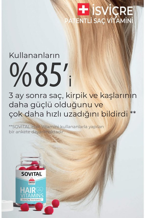 SOVITAL Hair Vitamin Isviçre Patentli Vegan Gummy - Saç Vitamini - 3