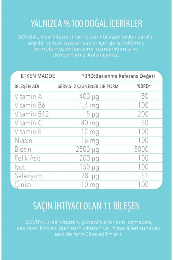 SOVITAL Hair Vitamin Isviçre Patentli Vegan Gummy - Saç Vitamini - 4