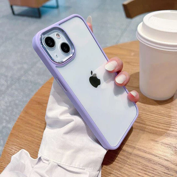 İphone 13  Metal Kamera Çerçeveli Kenarları Renkli Kılıf - 8