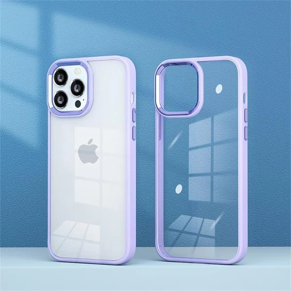 İphone 13  Metal Kamera Çerçeveli Kenarları Renkli Kılıf - 1
