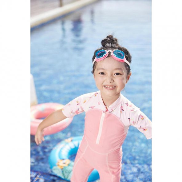 Nabaiji S Boy Unisex Yüzücü Gözlüğü Pembe Turkuaz Şeffaf Camlar - 7