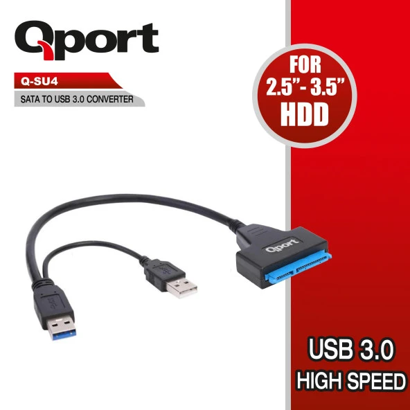 Qport Q-SU4 16 cm USB-2.5'' 3.5'' SATA Disk Dönüştürücü