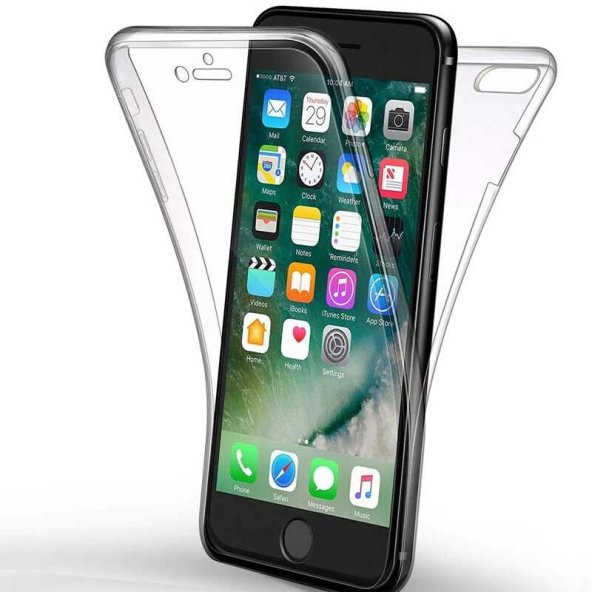 iPhone 8 Plus Kılıf 360 Tam Koruma Şeffaf Silikon - 1