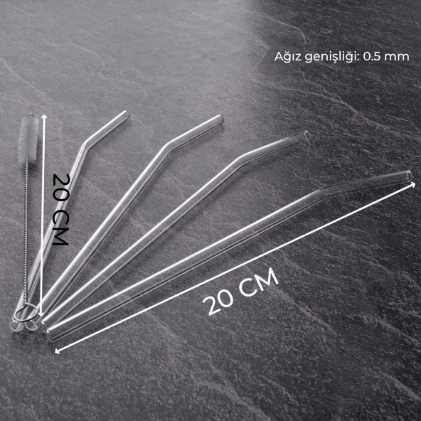 Hometarz 4 lü Eğimli Cam Pipet Şeffaf Temizleme Fırçalı - 2