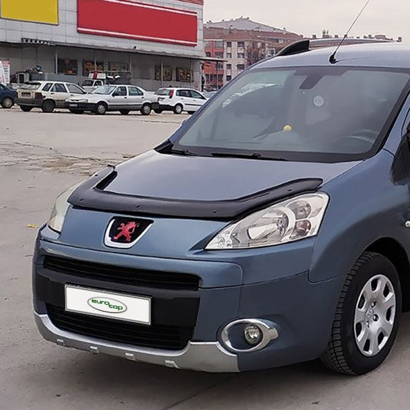 EUROCAP Peugeot Partner Kaput Maskesi Koruma Rüzgarlığı Deflektör 3mm Akrilik Parlak Siyah 2009-2015 - 2