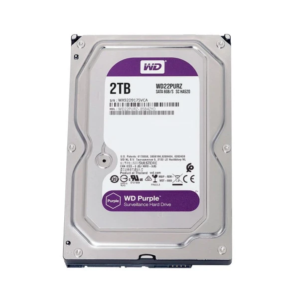 Western Digital WD Purple WD22PURZ 2TB 5400rpm 64mb 3,5" 7/24 Güvenlik Diski
