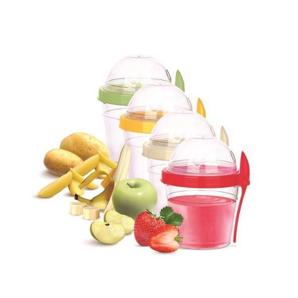 Hazneli Kaşıklı Yoğurt ve Mama Saklama Kabı 500 ml - 2