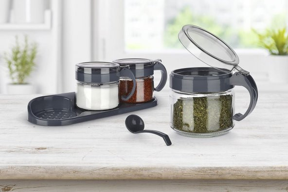 Standlı 3 lü Baharat Seti - 300 ml. - 2