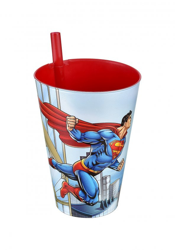 Süperman Pipetli Bardak 400 Ml. - 2