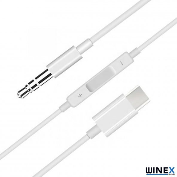 Winex Type-C to 3.5mm Aux Ses Kontrollü Dönüştürücü Adaptör - 3
