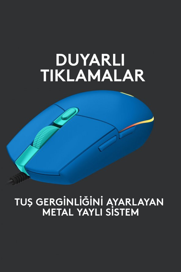 Logitech G102 Lightsync Optik Kablolu Oyuncu Mouse - Mavi - 5