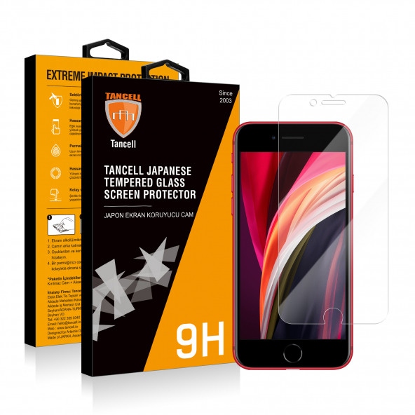 TANCELL iPhone Se 2020 Uyumlu Japon Kırılmaz Cam Ekran Koruyucu Cam (1 Ad) 4.7 Inc 0.33mm 2.5d 9h