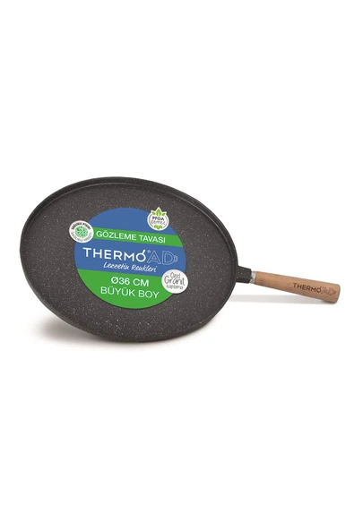 ThermoAD | Gözleme Tavası | Ahşap Saplı | Gri | 36cm - 2