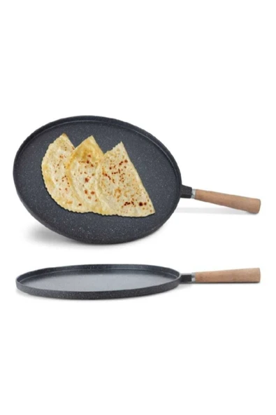 ThermoAD | Gözleme Tavası | Ahşap Saplı | Gri | 36cm - 3