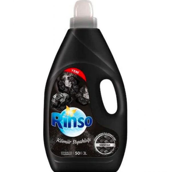 Rinso Kömür Siyahlığı Sıvı Çamaşır Deterjanı 50 Yıkama 3 L