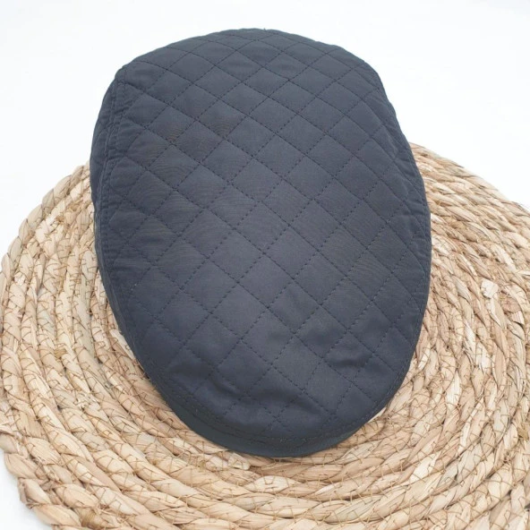 Kare Dikişli Erkek Kasket Siyah Renk - 2