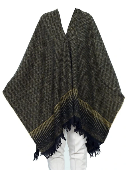 Siyah Ve Hardal Renk Çizgili Panço - 9