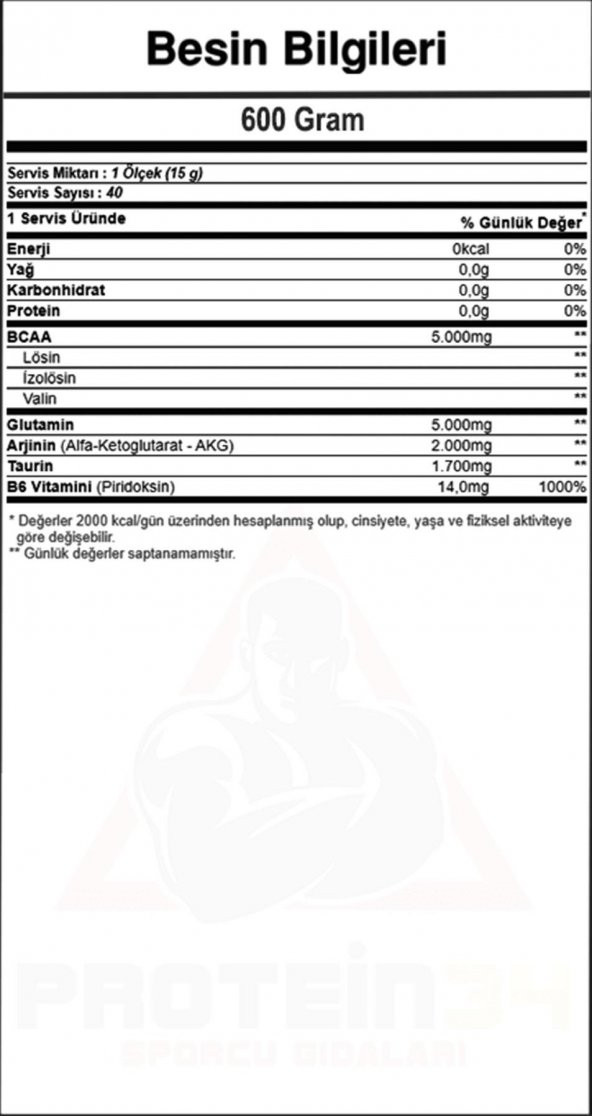 Hardline BCAA Matrix 40S 600 Gr Bcaa Powder 40 Servis Yeşil Elma - 2