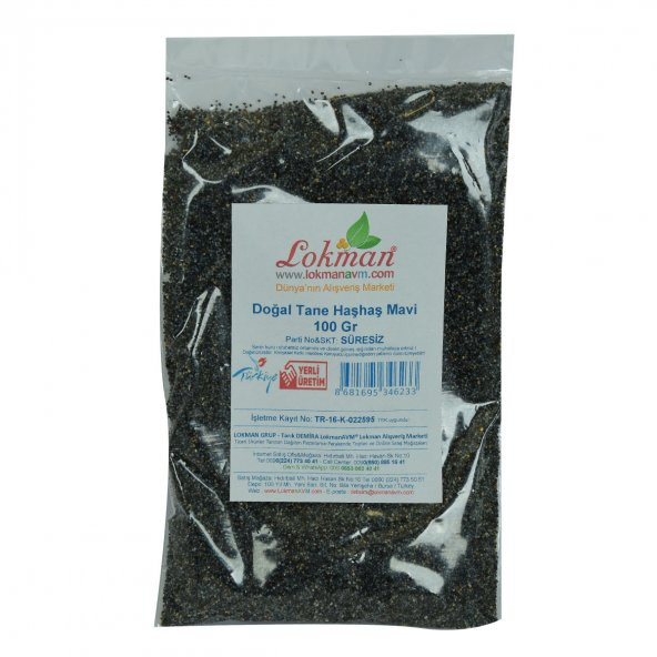 LokmanAVM Haşhaş Tohumu Tane Doğal Mavi 100 Gr Paket - 2