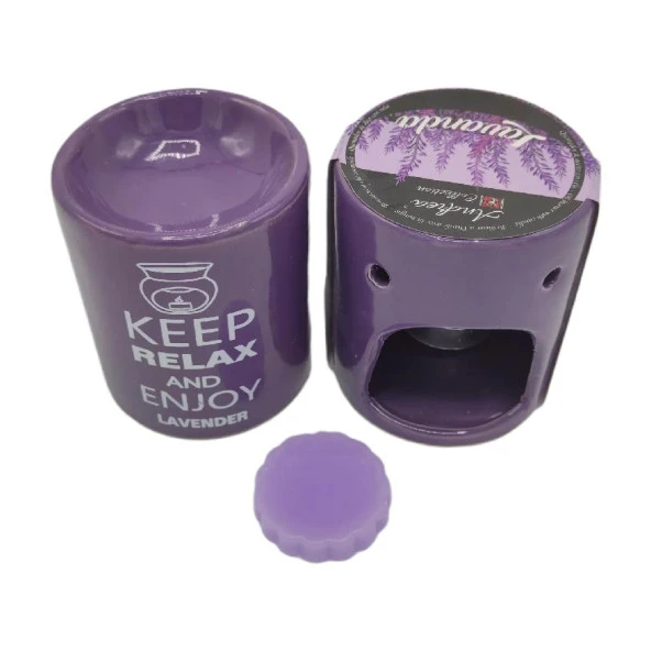 Keep Relax And Enjoy Lavander Seramik Buhurdanlık ve Wax Mum - 2