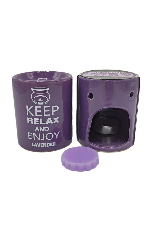 Keep Relax And Enjoy Lavander Seramik Buhurdanlık ve Wax Mum - 3