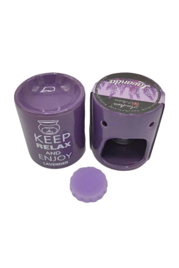 Keep Relax And Enjoy Lavander Seramik Buhurdanlık ve Wax Mum - 4