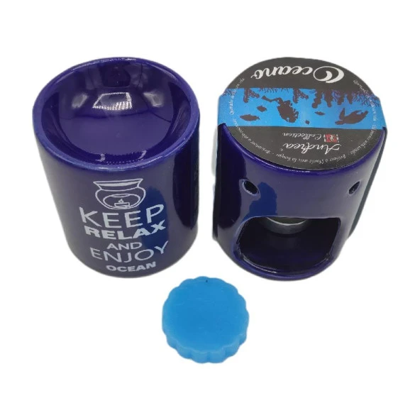 Keep Relax And Enjoy Ocean Seramik Buhurdanlık ve Wax Mum - 2