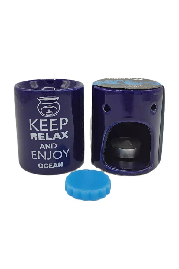 Keep Relax And Enjoy Ocean Seramik Buhurdanlık ve Wax Mum - 3