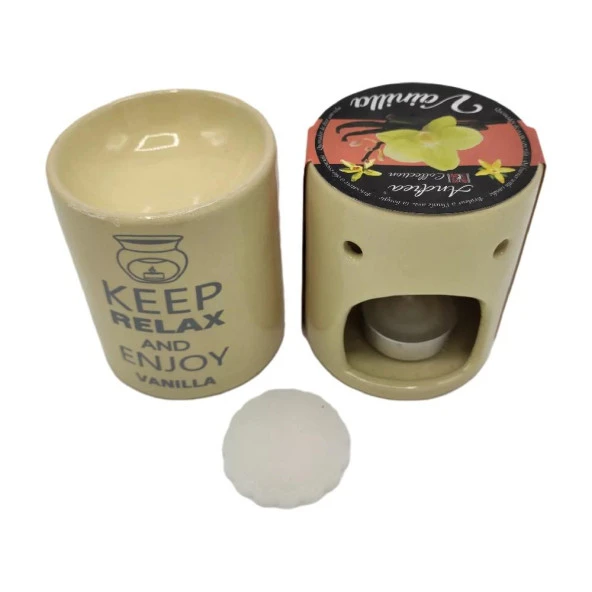 Relax And Enjoy Vanillla Seramik Buhurdanlık ve Wax Mum - 2