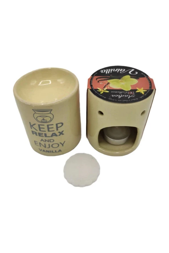 Relax And Enjoy Vanillla Seramik Buhurdanlık ve Wax Mum - 4