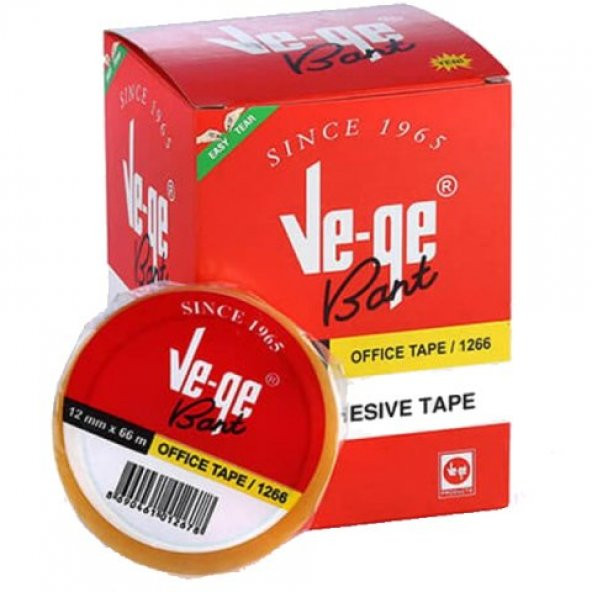 VEGE 12 mm x 66 mt ŞEFFAF İzole Bant Yellow Office tape 1266