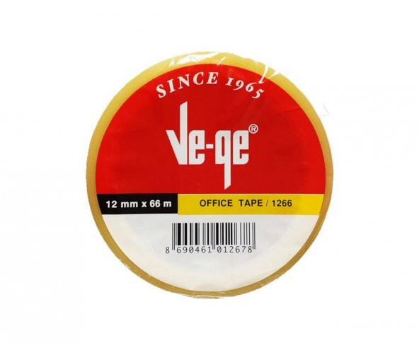 VEGE 12 mm x 66 mt ŞEFFAF İzole Bant Yellow Office tape 1266 - 2
