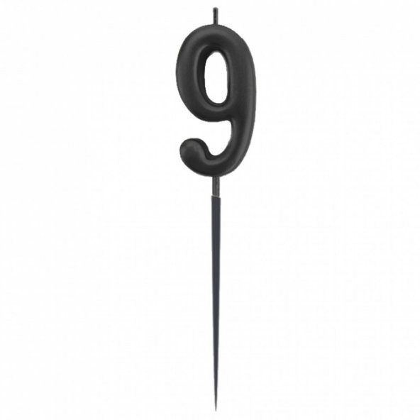 9 Rakam Siyah Çubuk Mum 14 cm - 1